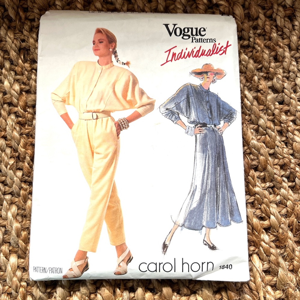 VOGUE INDIVIDUALIST CAROL HORN 1840 JUMPSUIT/ PANTSUIT OR FLAIRED DRESS pattern